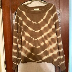Umgee Brown and Cream Tie-Dye Sweater